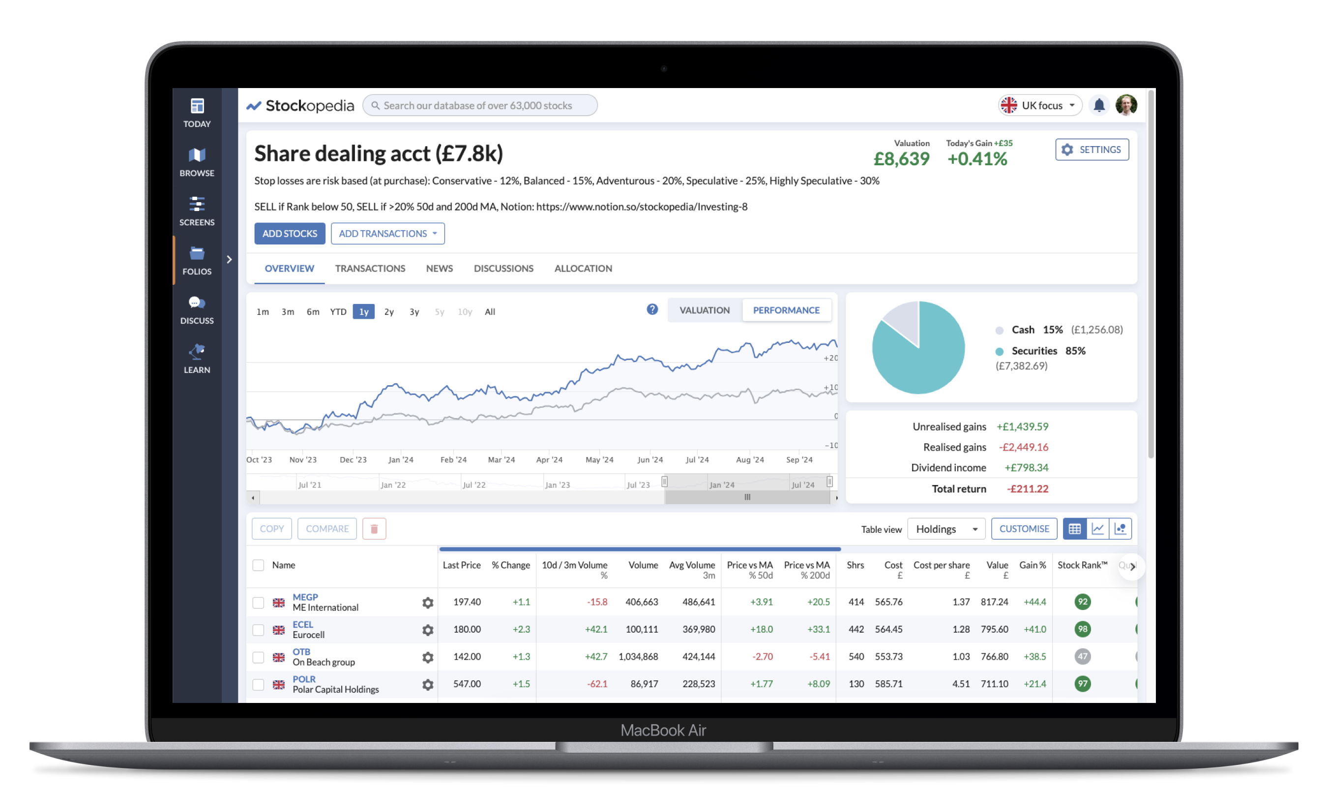 The redesigned Folios page on desktop.