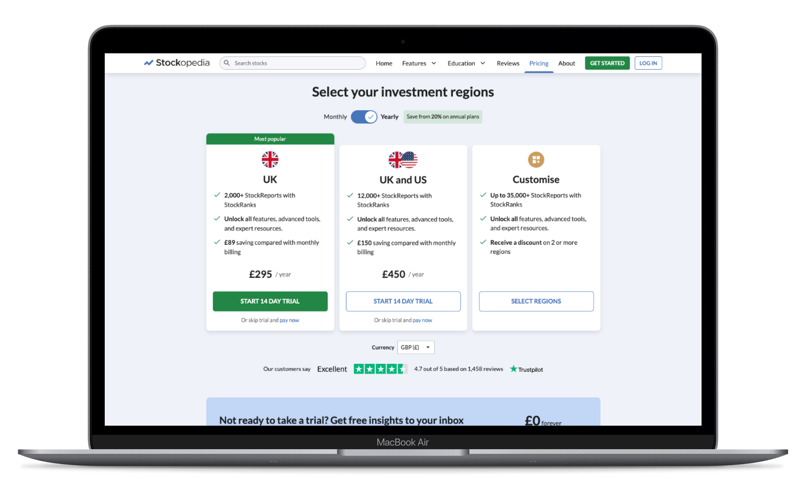The refined subscription plans page on desktop.
