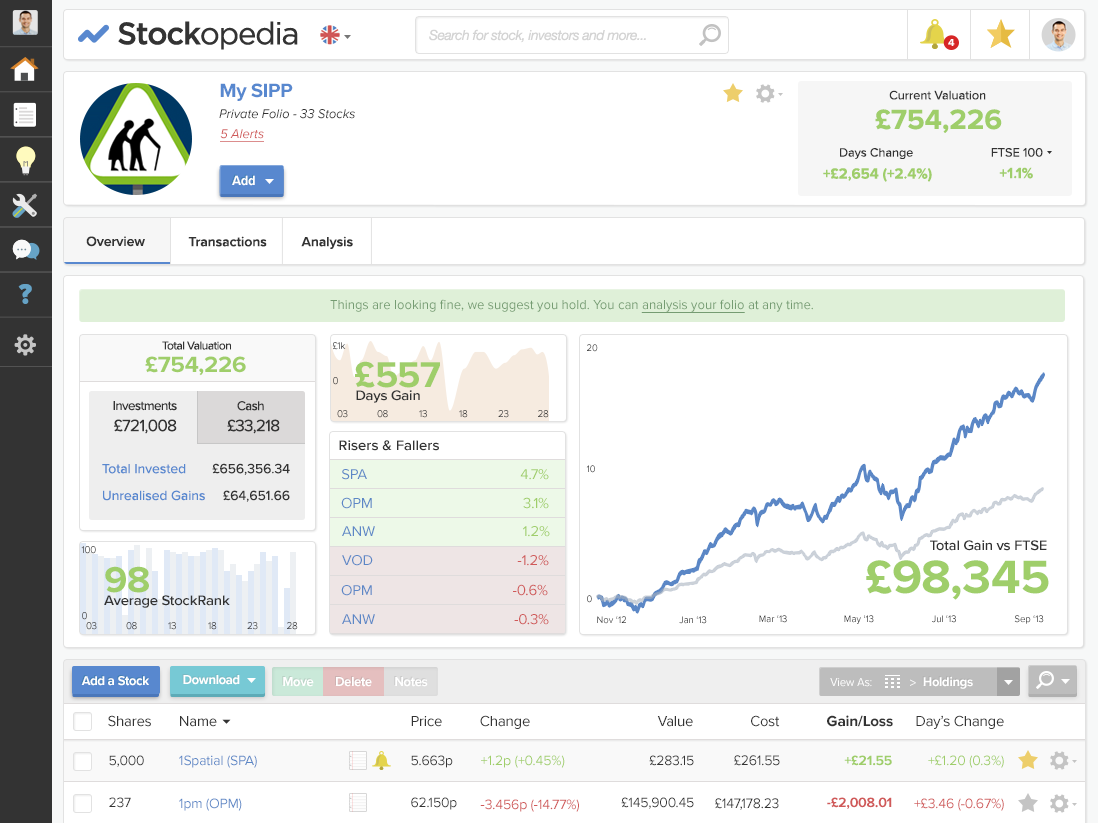 The portfolio overview in the first version of the redesign.