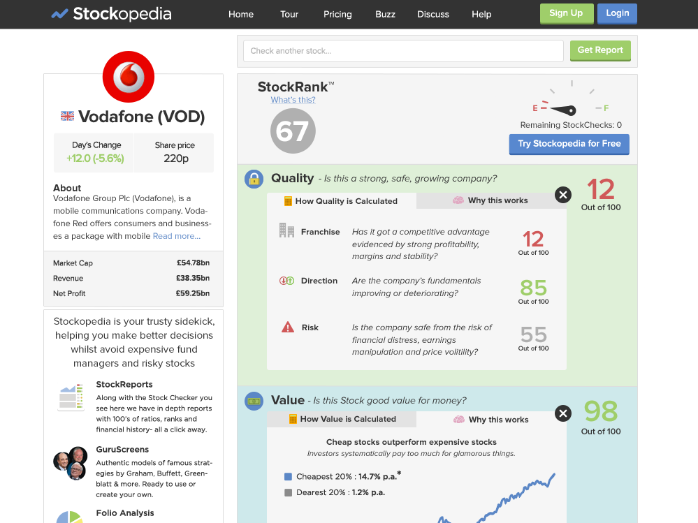 The StockChecker in the first version of the redesign.
